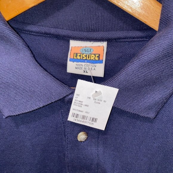 Sgt Leisure Maui Polo Shirt Men XL Blue Cotton Made in USA Vintage New Deadstock - Picture 4 of 6